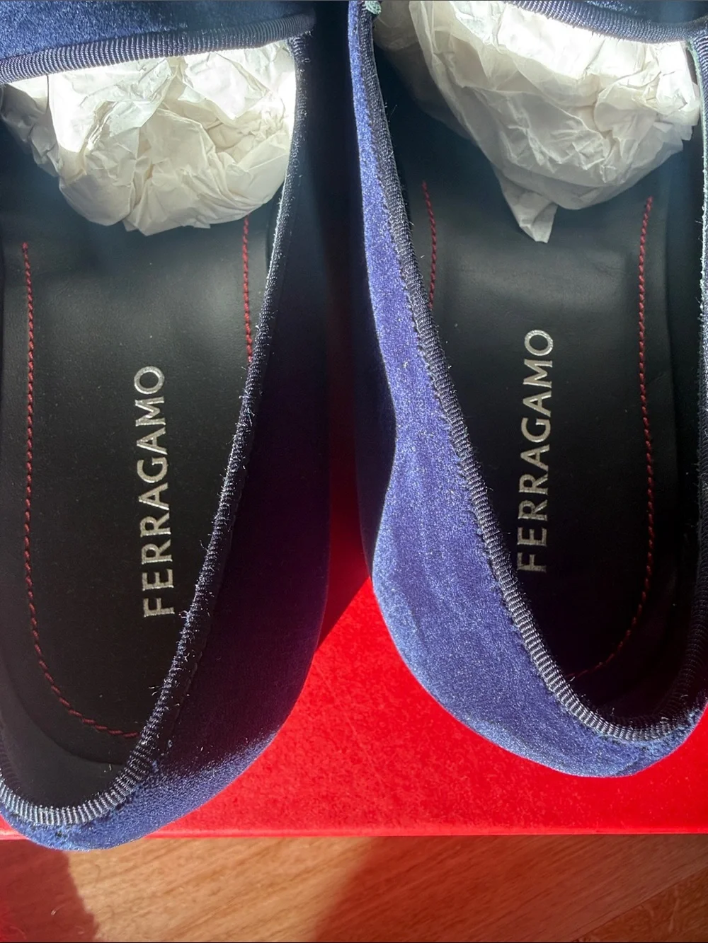 Salvatore Ferragamo Navy Suede Tassel Loafers